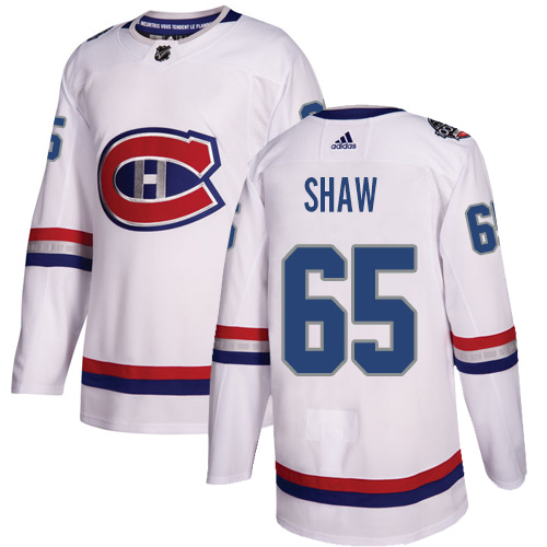 Adidas Montreal Canadiens #65 Andrew Shaw White Authentic 2017 100 Classic Stitched Jersey Men's