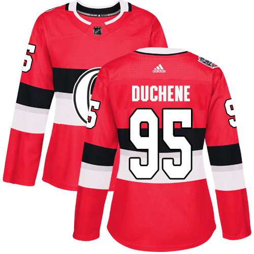 Adidas Ottawa Senators #95 Matt Duchene Red Authentic 2017 100 Classic Women's Stitched Jersey Womens