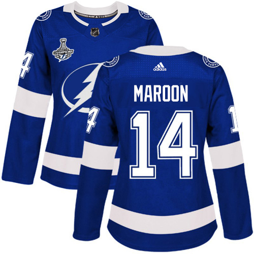 Adidas Tampa Bay Lightning #14 Pat Maroon Blue Home Authentic Women's 2020 Stanley Cup Champions Stitched Jersey Womens