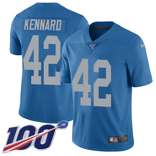 Detroit Lions #42 Devon Kennard Blue Throwback Men's Stitched 100th Season Vapor Untouchable Limited Jersey Men's