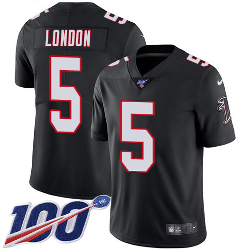 Falcons #5 Drake London Black Alternate Stitched Youth 100th Season Vapor Untouchable Limited Jersey