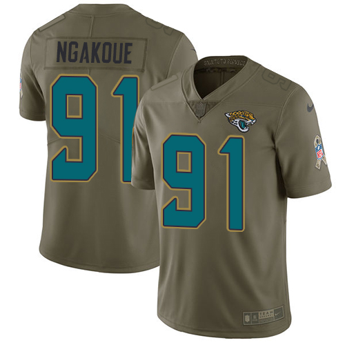 Jacksonville Jaguars #91 Yannick Ngakoue Olive Youth Stitched Limited 2017 Salute to Service Jersey Youth