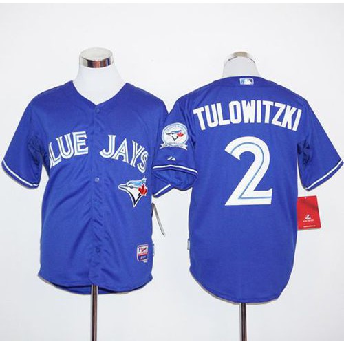 Toronto Blue Jays #2 Troy Tulowitzki Blue Alternate Cool Base Stitched Jersey Men's