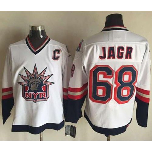 New York Rangers #68 Jaromir Jagr White CCM Statue of Liberty Stitched Jersey Men's