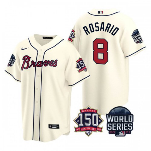 Atlanta Atlanta Braves #8 Eddie Rosario 150th Anniversary 2021 World Series Youth Jersey - Cream Youth