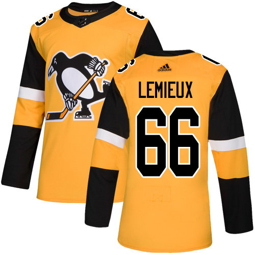 Adidas Pittsburgh Penguins #66 Mario Lemieux Gold Alternate Authentic Stitched Youth Jersey Youth