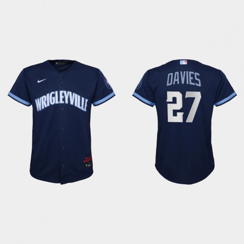 Chicago Chicago Cubs #27 Zach Davies Youth 2021 City Connect Navy Jersey Youth