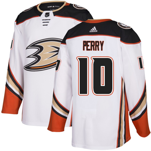 Adidas Anaheim Ducks #10 Corey Perry White Road Authentic Stitched Jersey Men's
