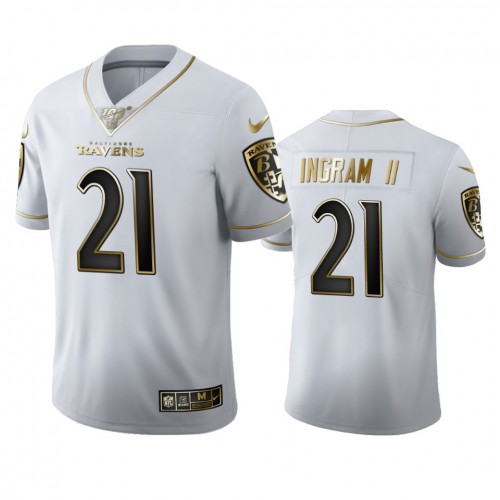 Baltimore Baltimore Ravens #21 Mark Ingram II Men's White Golden Edition Vapor Limited 100 Jersey Men's