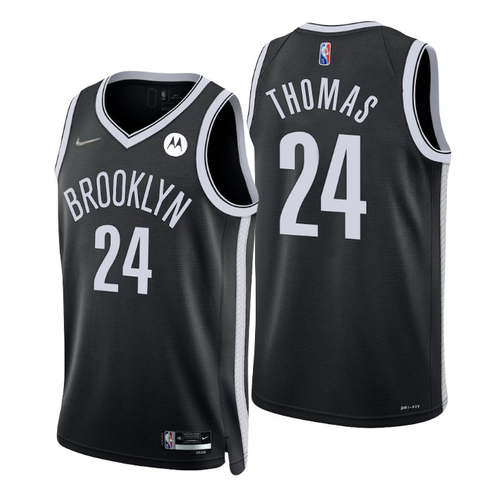 Nets #24 Cam Thomas Black Men's 2021-22 75th Anniversary Diamond Swingman Jersey - Icon Edition