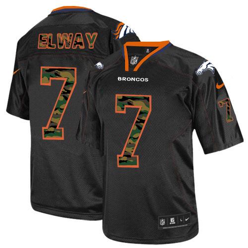 Broncos #7 John Elway Black Men's Stitched Elite Camo Fashion Jersey