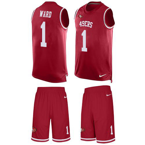 49ers #1 Jimmie Ward Red Team Color Men's Stitched Limited Tank Top Suit Jersey