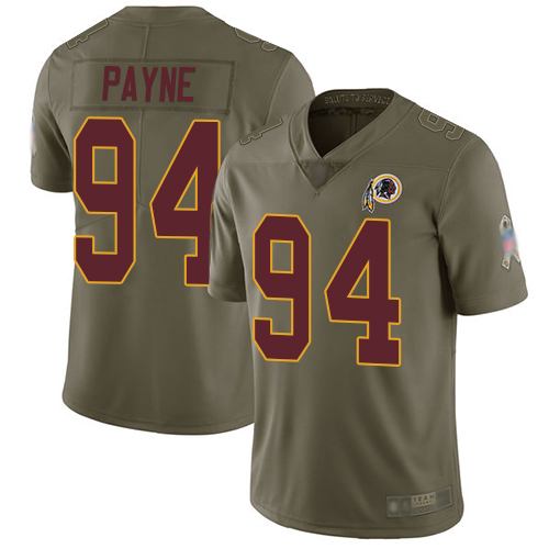 Washington Commanders #94 Da'Ron Payne Olive Youth Stitched Limited 2017 Salute to Service Jersey Youth
