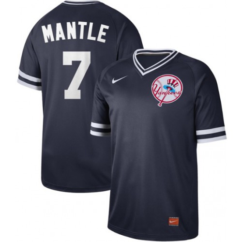New York Yankees #7 Mickey Mantle Navy Authentic Cooperstown Collection Stitched Jersey Men's