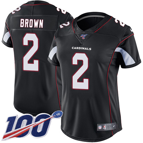 Cardinals #2 Marquise Brown Black Alternate Women's Stitched 100th Season Vapor Untouchable Limited Jersey
