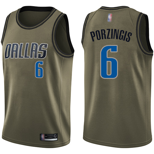 Dallas Mavericks #6 Kristaps Porzingis Green Swingman Salute to Service Jersey Mens