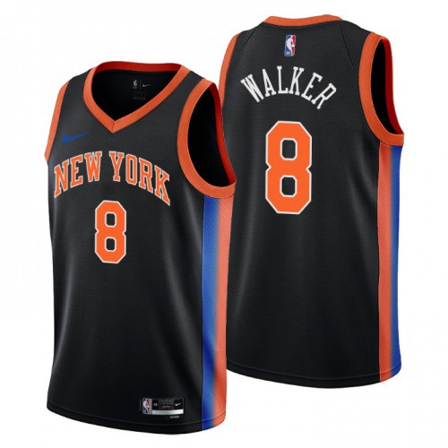 New York Knicks #8 Kemba Walker Mens 2022-23 City Edition Jersey - Cherry Blossom Black Mens
