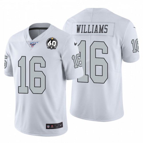 Las Vegas Raiders #16 Tyrell Williams White 60th Anniversary Patch Men's Stitched 100 Limited Color Rush Jersey Men's