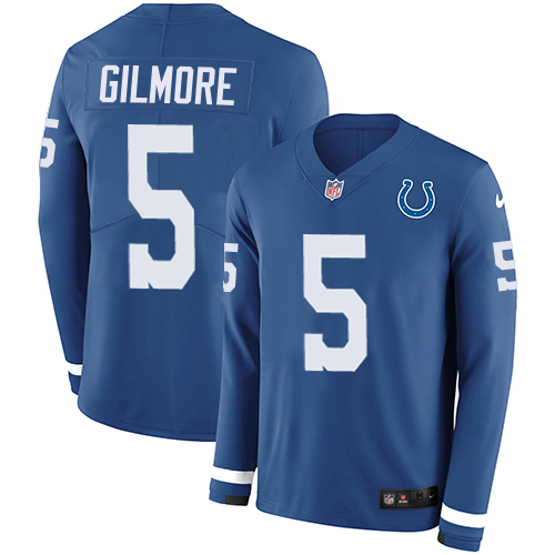 Colts #5 Stephon Gilmore Royal Blue Team Color Youth Stitched Limited Therma Long Sleeve Jersey