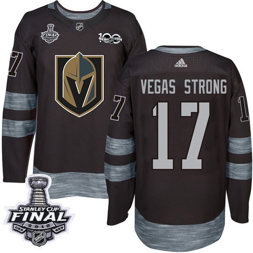 Adidas Golden Vegas Golden Knights #17 Vegas Strong Black 1917-2017 100th Anniversary 2018 Stanley Cup Final Stitched Jersey Men's