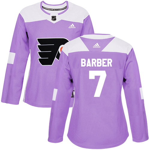 Adidas Philadelphia Flyers #7 Bill Barber Purple Authentic Fights Cancer Women's Stitched Jersey Womens