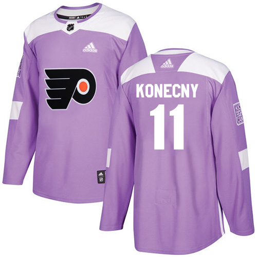 Adidas Philadelphia Flyers #11 Travis Konecny Purple Authentic Fights Cancer Stitched Jersey Men's