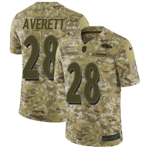 Baltimore Ravens #28 Anthony Averett Camo Men's Stitched Limited 2018 Salute To Service Jersey Men's