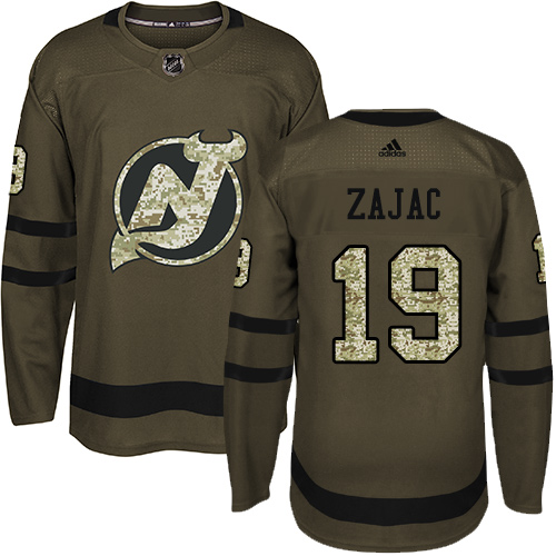 Adidas New Jersey Devils #19 Travis Zajac Green Salute to Service Stitched Youth Jersey Youth