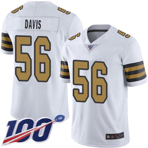 New Orleans Saints #56 DeMario Davis White Men's Stitched Limited Rush 100th Season Jersey Men's