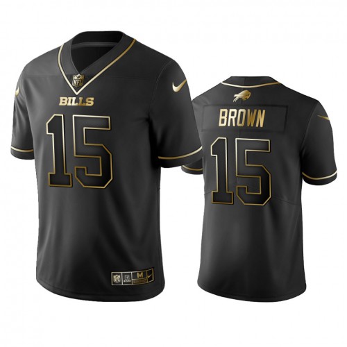 Buffalo Bills #15 John Brown Black Golden Limited Edition Stitched Jersey Men's