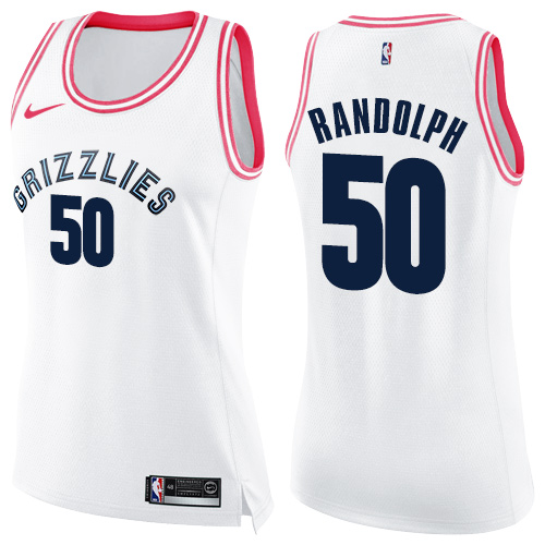 Memphis Grizzlies #50 Zach Randolph White/Pink Womens Swingman Fashion Jersey Womens