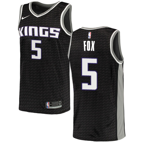 Sacramento Kings #5 DeAaron Fox Black Womens Swingman Statement Edition Jersey Womens