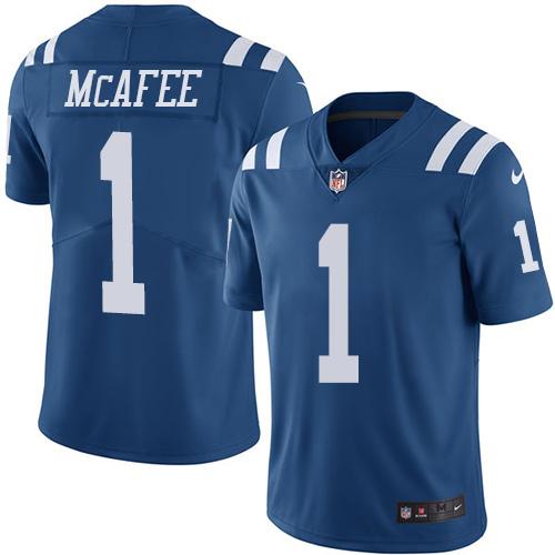 Indianapolis Colts #1 Pat McAfee Royal Blue Men's Stitched Limited Rush Jersey Men's