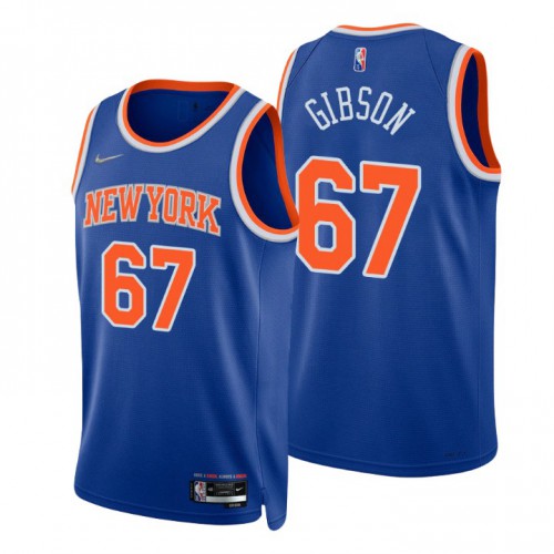 New York Knicks #67 Taj Gibson Blue Mens 2021-22 75th Anniversary Diamond Swingman Jersey - Icon Edition Mens