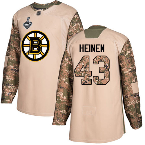Adidas Boston Bruins #43 Danton Heinen Camo Authentic 2017 Veterans Day Stanley Cup Final Bound Stitched Jersey Men's