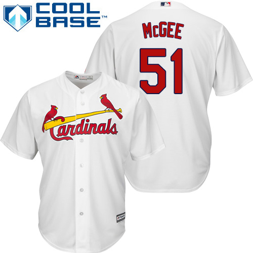 St.Louis Cardinals #51 Willie McGee White Cool Base Stitched Youth Jersey Youth
