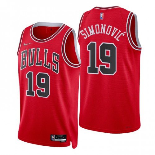 Chicago Bulls #19 Marko Simonovic Red Mens 2021-22 75th Anniversary Diamond Swingman Jersey - Icon Edition Mens