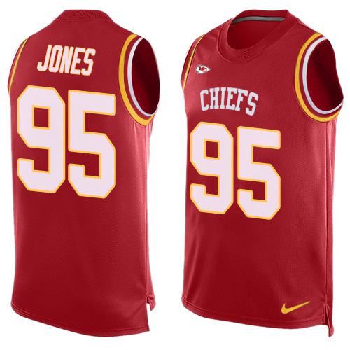 Chiefs #95 Chris Jones Red Team Color Men's Stitched Limited Tank Top Jersey