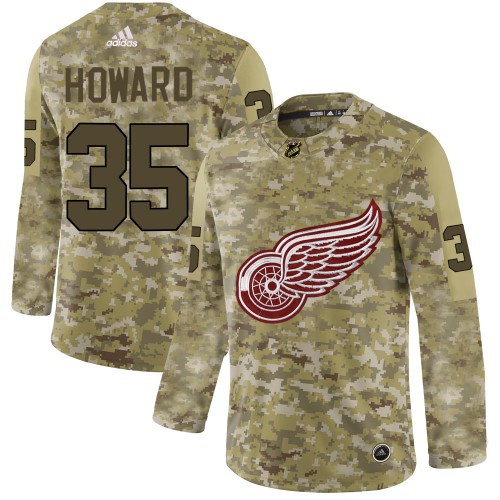 Adidas Detroit Red Wings #35 Jimmy Howard Camo Authentic Stitched Jersey Men's