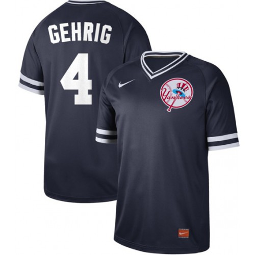 New York Yankees #4 Lou Gehrig Navy Authentic Cooperstown Collection Stitched Jersey Men's