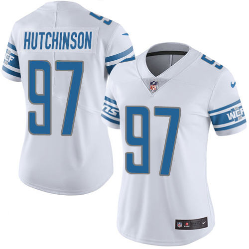 Lions #97 Aidan Hutchinson White Women's Stitched Vapor Untouchable Limited Jersey