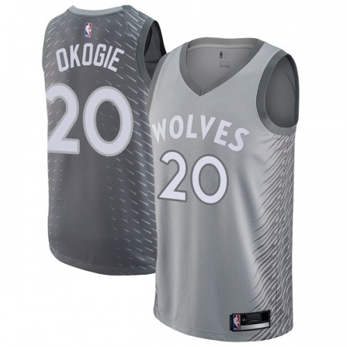 Minnesota Timberwolves #20 Josh Okogie Silver Womens Swingman City Edition Jersey Womens