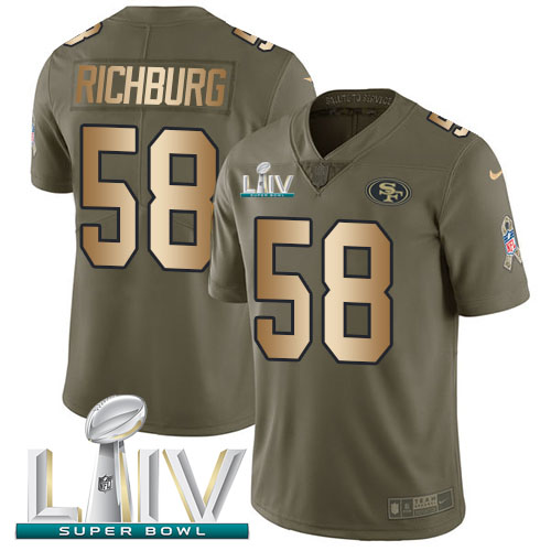 San Francisco 49ers #58 Weston Richburg Olive/Gold Super Bowl LIV 2020 Men's Stitched Limited 2017 Salute To Service Jersey Men's