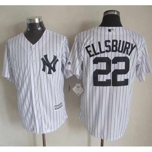 New York Yankees #22 Jacoby Ellsbury White Strip New Cool Base Stitched Jersey Men's