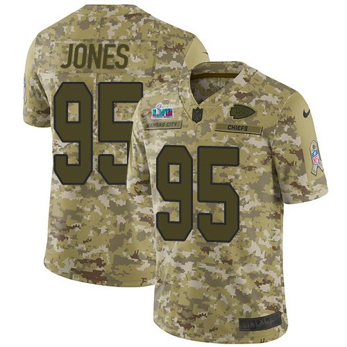 Chiefs #95 Chris Jones Camo Super Bowl LVII Patch Youth Stitched Limited 2018 Salute To Service Jersey
