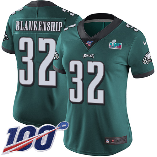 Eagles #32 Reed Blankenship Green Team Color Super Bowl LVII Patch Women's Stitched 100th Season Vapor Untouchable Limited Jersey