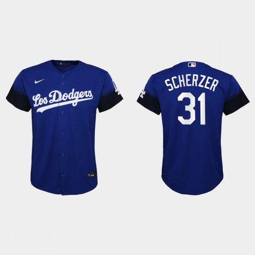 Los Angeles Los Angeles Dodgers #31 Max Scherzer Youth 2021 City Connect Jersey Royal Youth