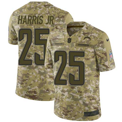 Los Angeles Chargers #25 Chris Harris Jr Camo Youth Stitched Limited 2018 Salute To Service Jersey Youth