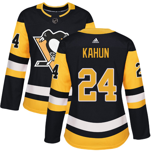 Adidas Pittsburgh Penguins #24 Dominik Kahun Black Home Authentic Women's Stitched Jersey Womens