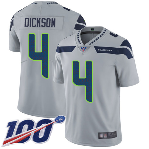 Seattle Seahawks #4 Michael Dickson Grey Alternate Men's Stitched 100th Season Vapor Limited Jersey Men's